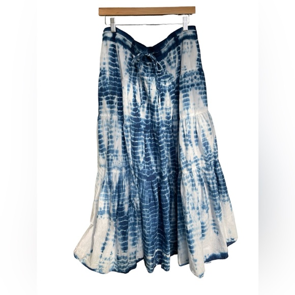 Ralph Lauren Navy & White Tie-Dye Tiered Peasant Skirt Size XL (Size 12) - Picture 5 of 8
